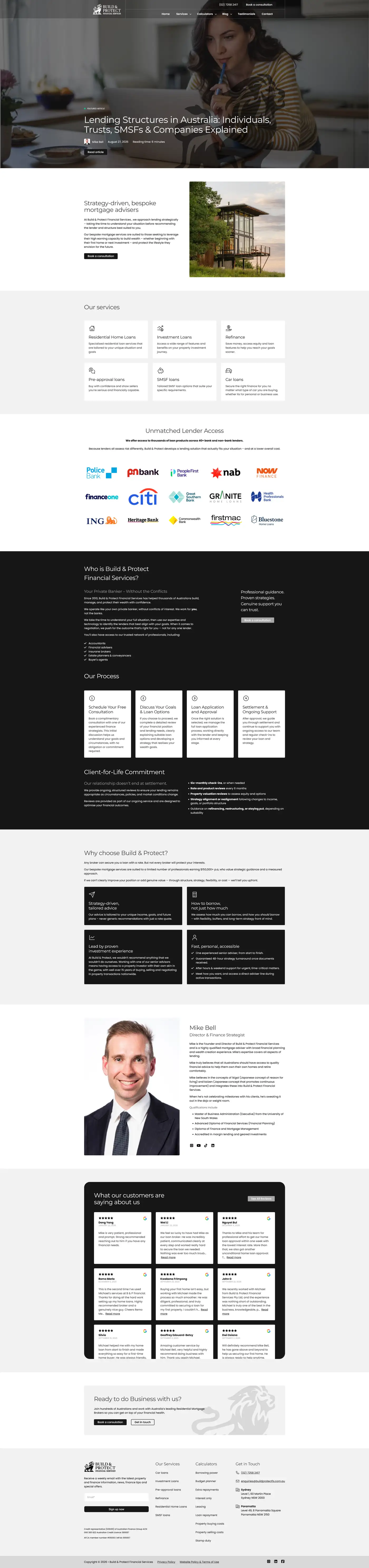 Screenshot of Build & Protect Financial Services website