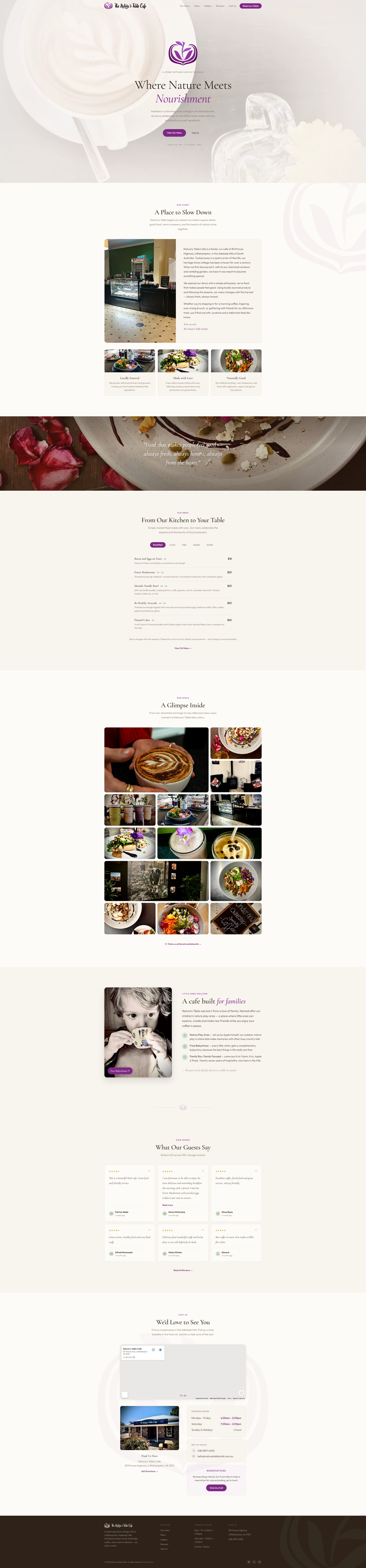 Screenshot of Nature's Table Cafe website