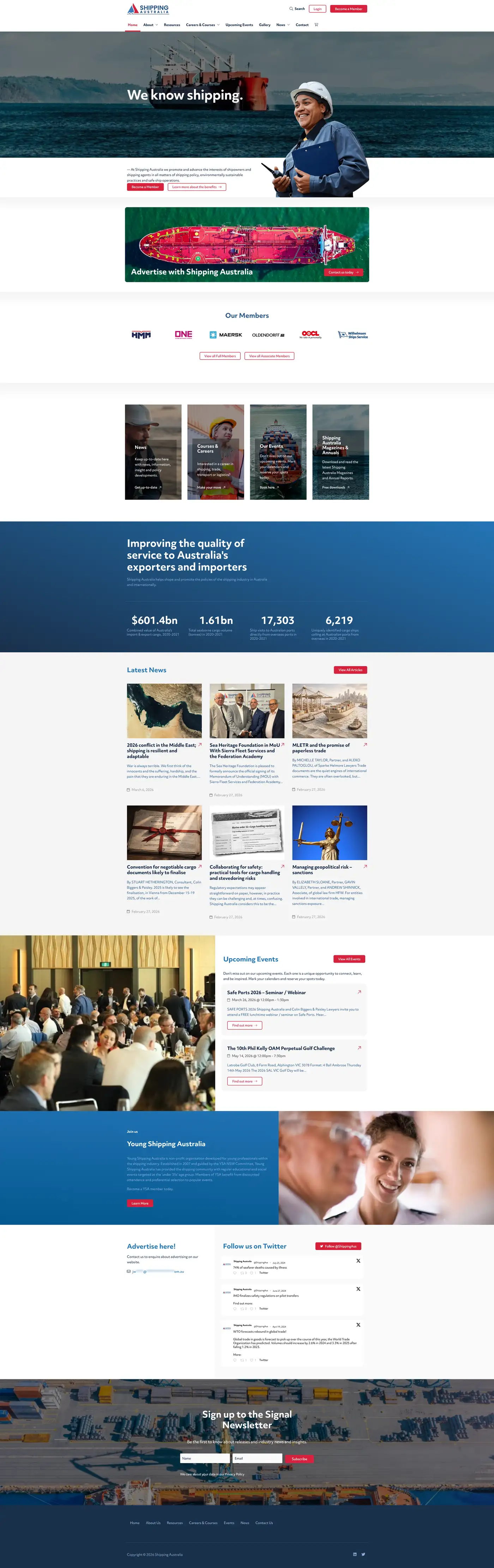 Screenshot of Shipping Australia website