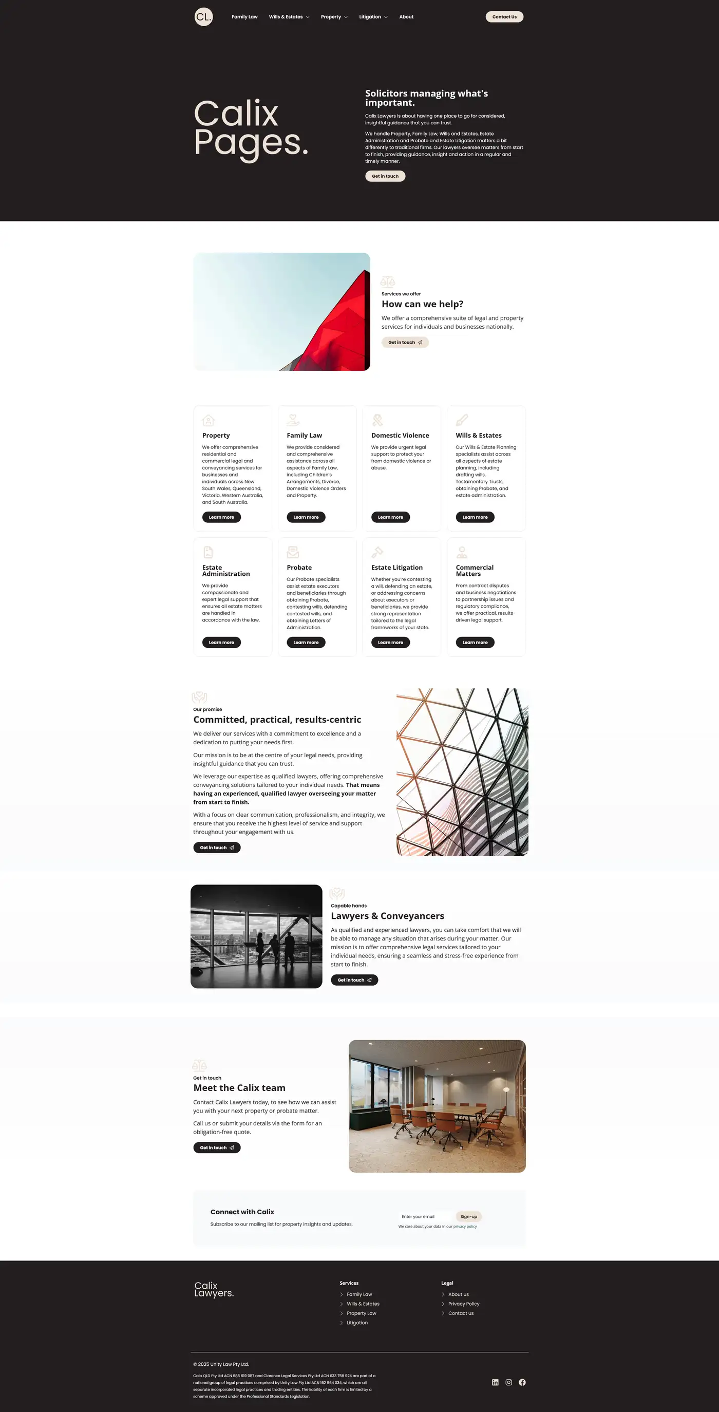 Calix Lawyers website