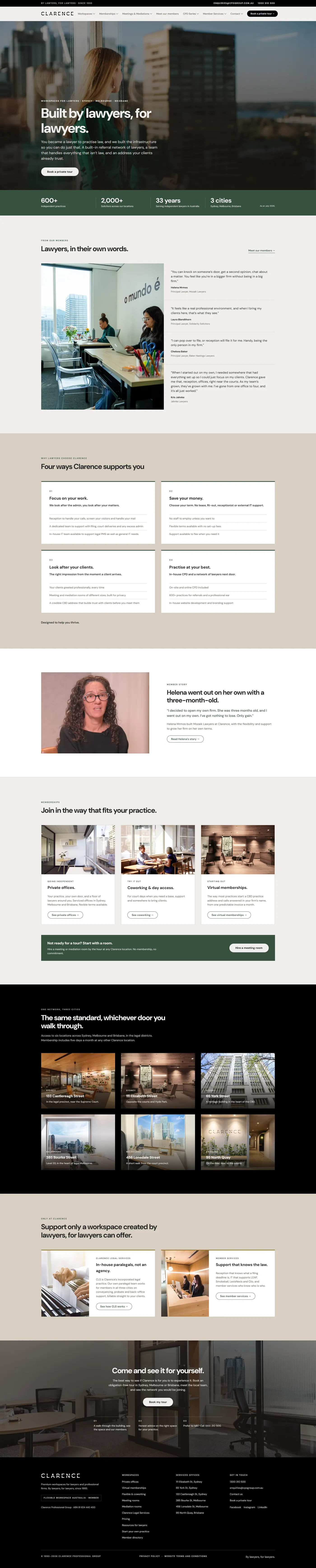 Clarence Workspaces website