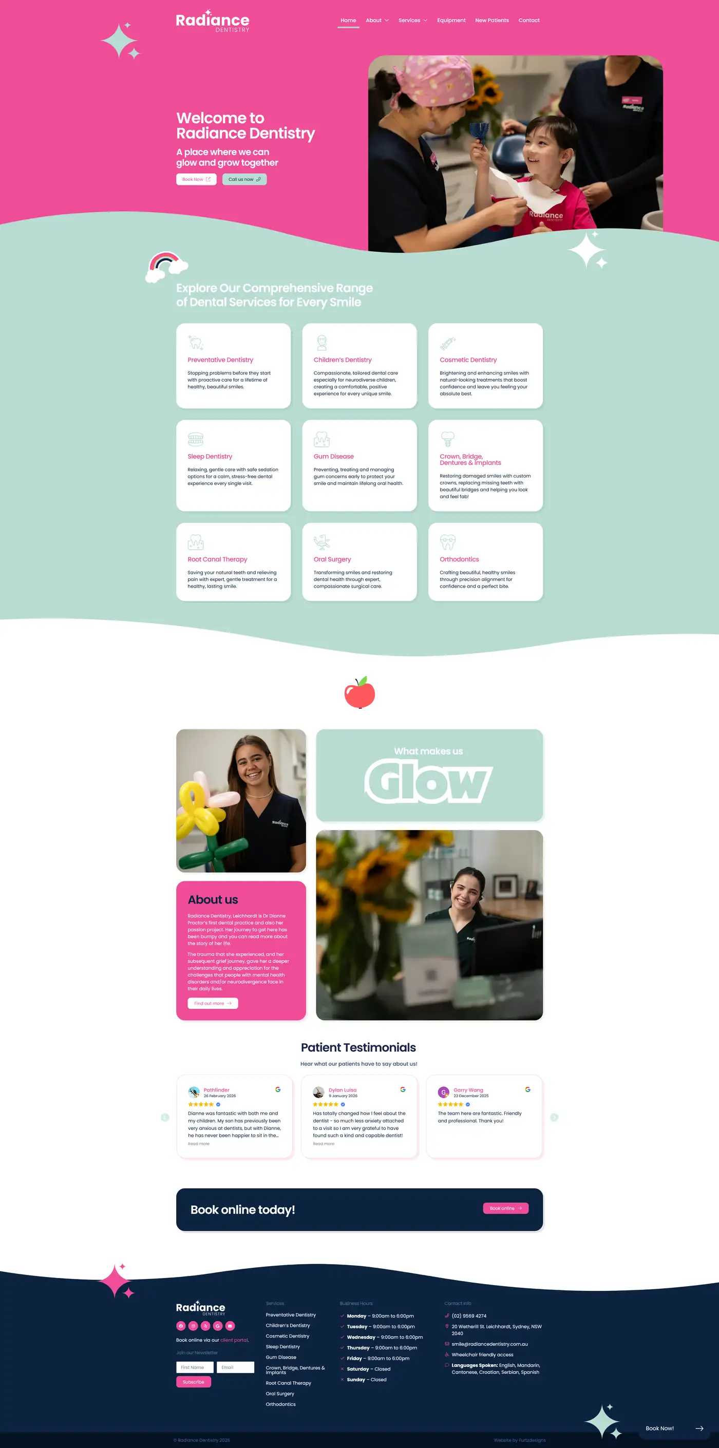 Radiance Dentistry website screenshot